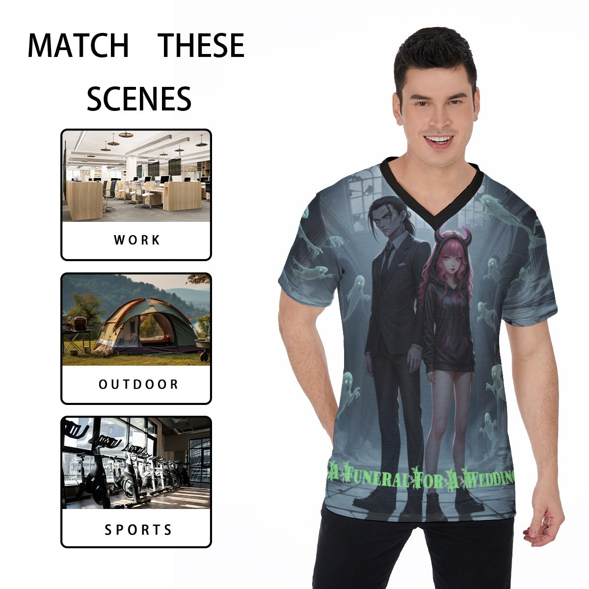 All-Over Print V-Neck T-Shirt