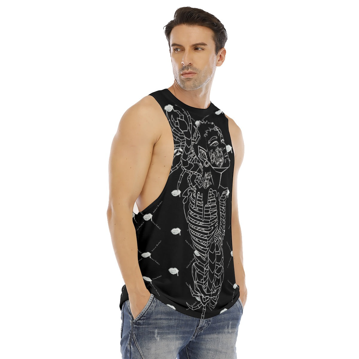 All-Over Print Men's O-neck Long Tank Top
