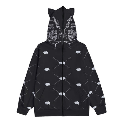 All-Over Print Unisex Pullover Hoodie With Zipper Closure