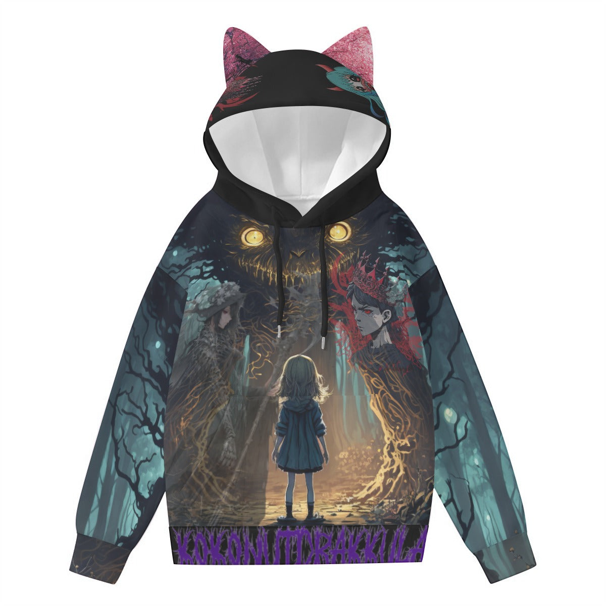All-Over Print Women’s Hoodie With Decorative Ears