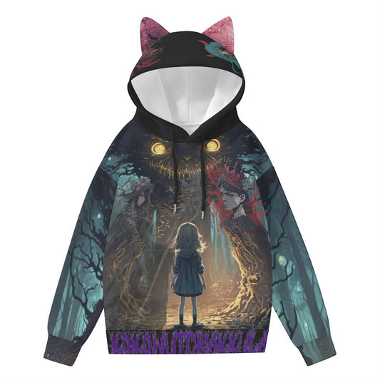 All-Over Print Women’s Hoodie With Decorative Ears