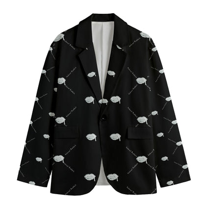 All-Over Print Men's Casual Flat Lapel Collar Blazer