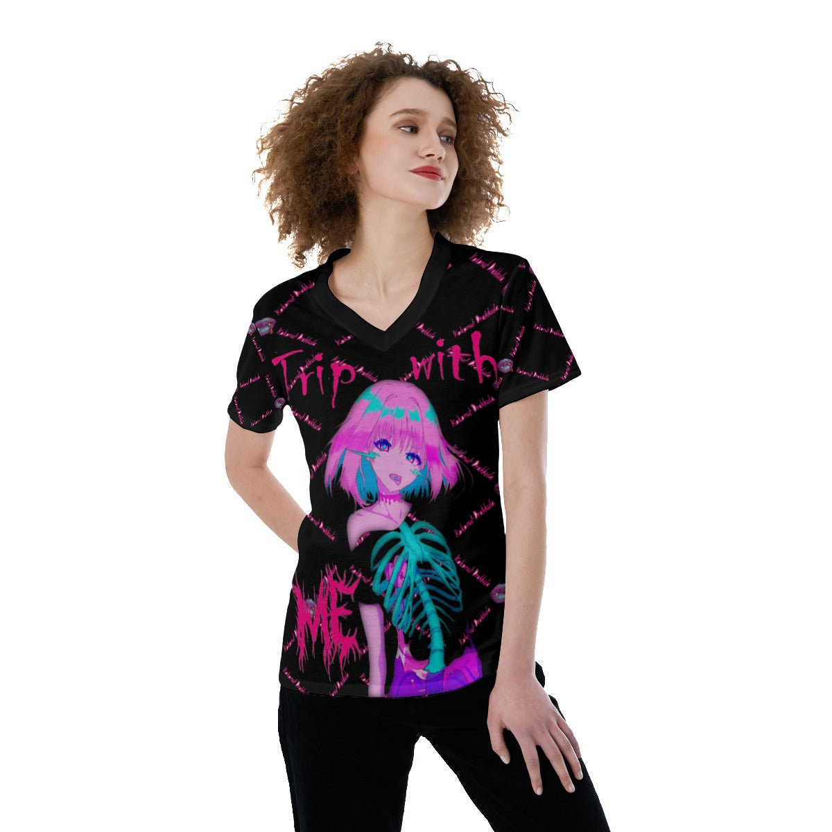 All-Over Print V-neck Women's T-shirt