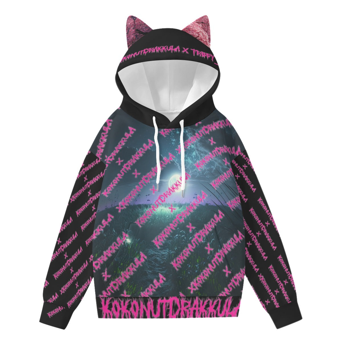 All-Over Print Women’s Hoodie With Decorative Ears