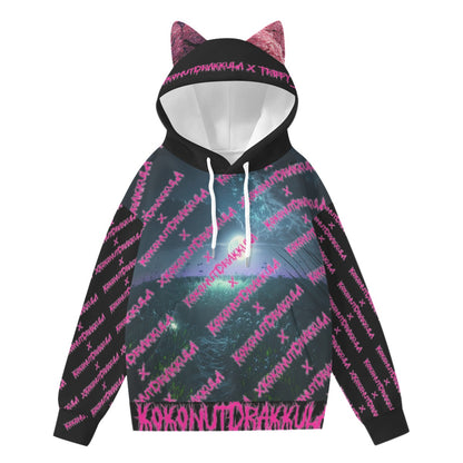 All-Over Print Women’s Hoodie With Decorative Ears