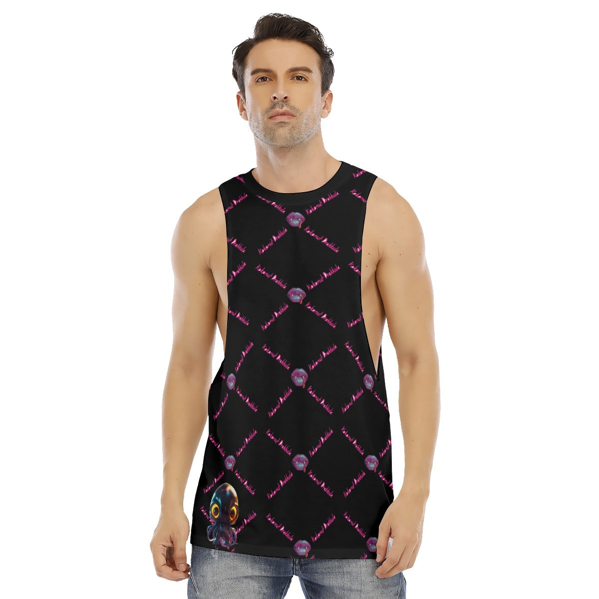 All-Over Print Men's O-neck Long Tank Top