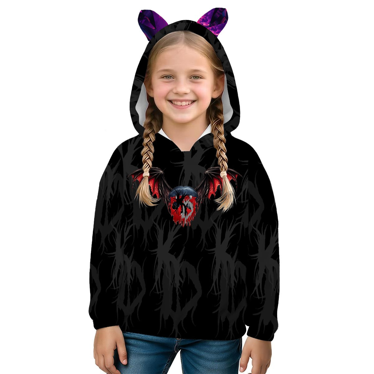 All-Over Print Kid’s Borg  Sweatshirt With Ear